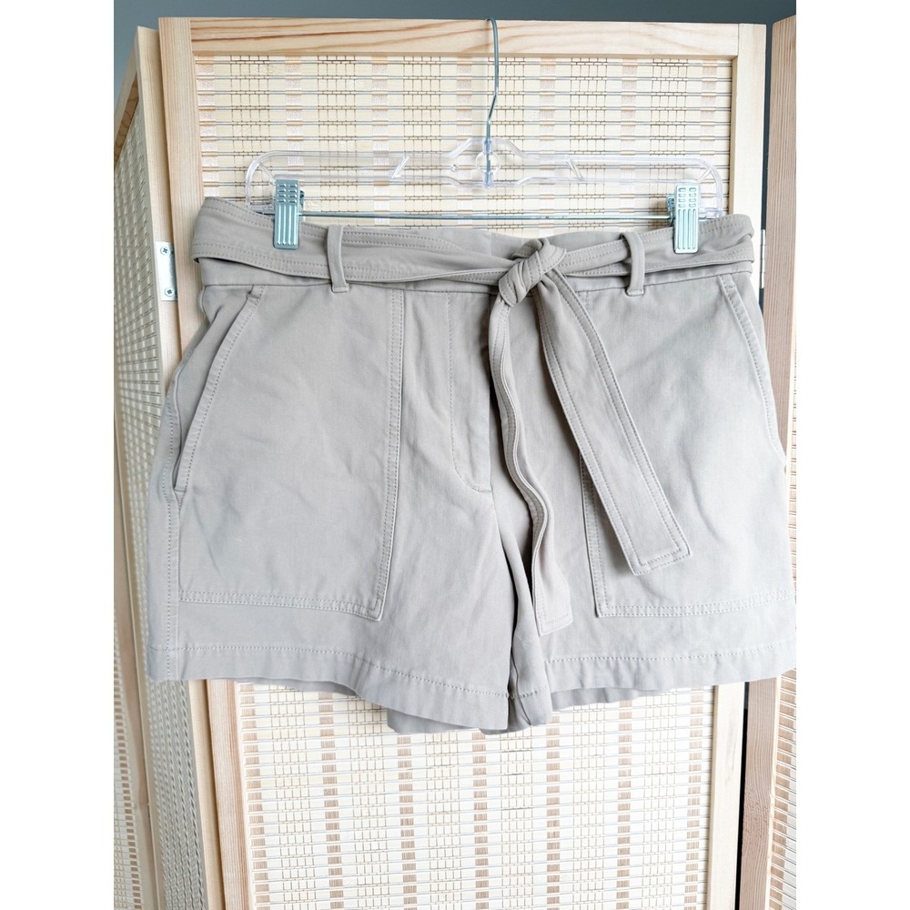 Ann Taylor Womens Khaki Tan Belted Utility‎ Shorts Size 8 High Rise Twill Chino